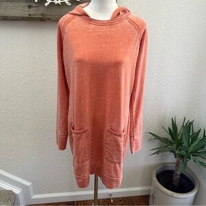 Evy’s Tree Brooke‎ orange burnout tunic dress long sleeve hood pockets size L